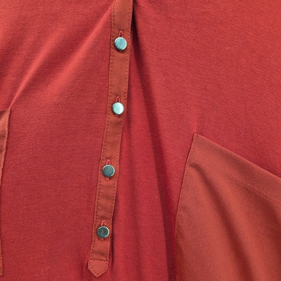 Chicos Burnt Orange Long Sleeve Collared Henley Shirt Women's Size 3/XL Career - Picture 5 of 12